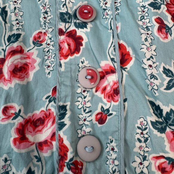 April Cornell Blue Red Floral Sleeveless Drop Waist Dress D19 - Picture 3 of 6